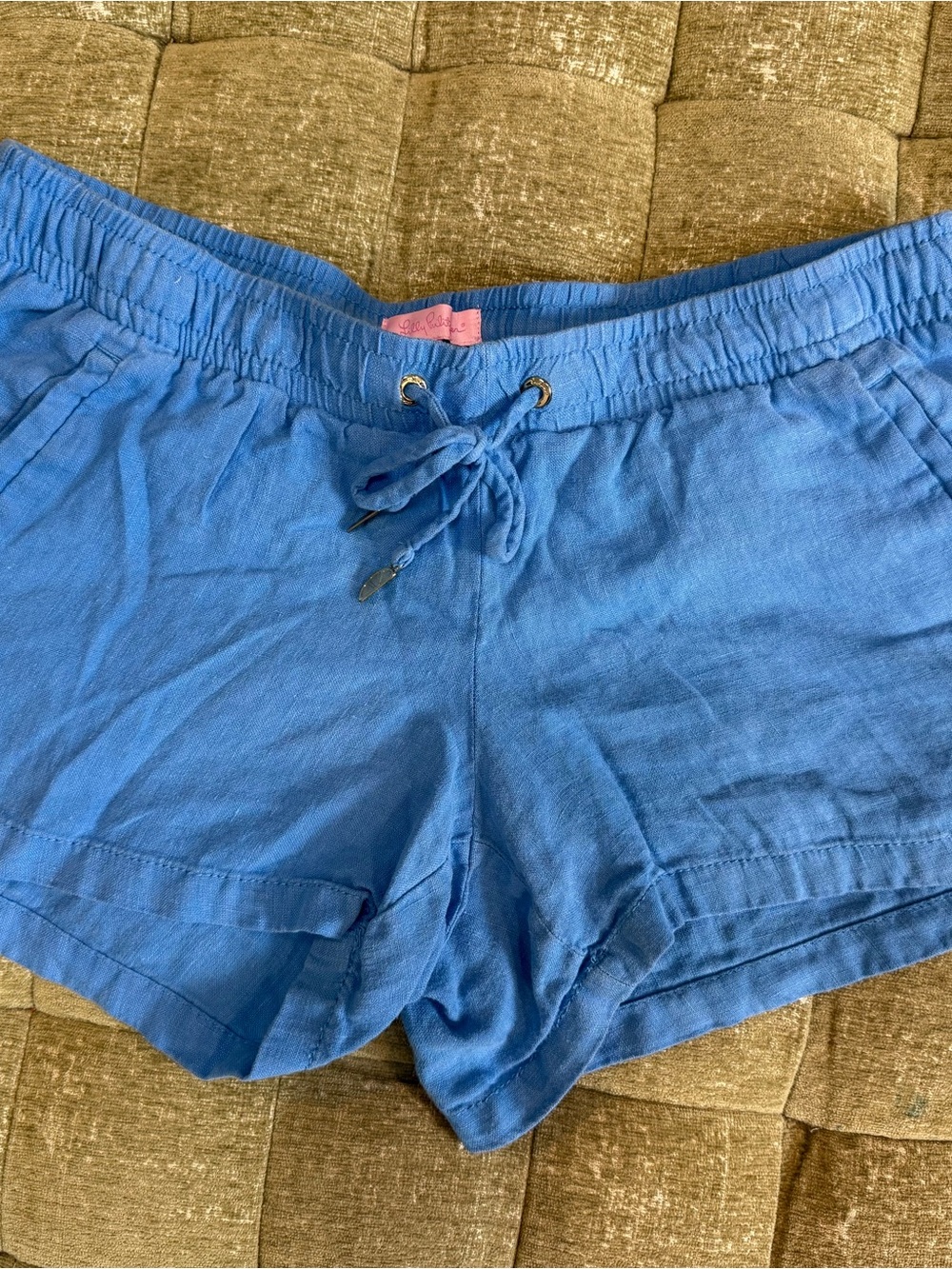 Lilly Pulitzer Bright Blue Drawstring 100%Linen Shorts